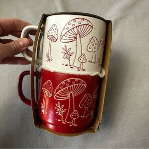 Red and White Mushroom Design Mugs
